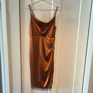 Elegant Anthropologie Copper Satin Dress